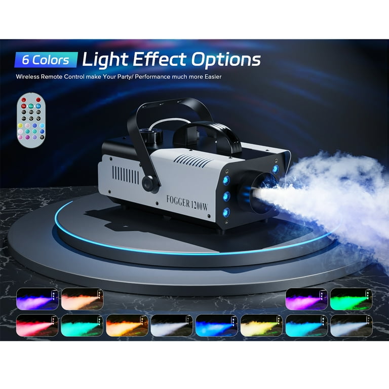Fog Machine, 1200W 6000CFM Smoke Machine, Colorful LED Lights