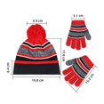 thumbnail image 2 of Gorro de invierno para niños, conjunto de guantes calentadores de cuello, gorro para niños, gorro cálido, bufanda, adorable gorro con pompón, fucsia Rojo Verde MX-0132084FYD, 2 of 5