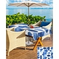 thumbnail image 5 of nqOlkjepod Blue Geometric Outdoor Tablecloth with Umbrella Hole & Zipper, Minimalist Abstract Retro Artwork Rectangle Table Cover 60x120 Inch, Dining Waterproof Table Cloth Protector for Patio/Party, 5 of 7