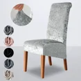 thumbnail image 3 of 2 piezas de funda para silla de comedor de terciopelo, paquete completo, elástica, para hogar, hotel, restaurante, banquete, color sólido, funda para asiento de silla, protector de muebles, 3 of 10
