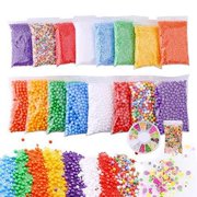 LOLO CRAFTS Slime Foam Beads Floam Balls 18 Pack Microfoam Beads Kit 0.1-0.14 and 0.28-0.35 inch (70,000 Pcs) Colors Rainbow Fruit Beads Craft Add ins Homemade DIY Kids Ingredients Flome Styrofoam