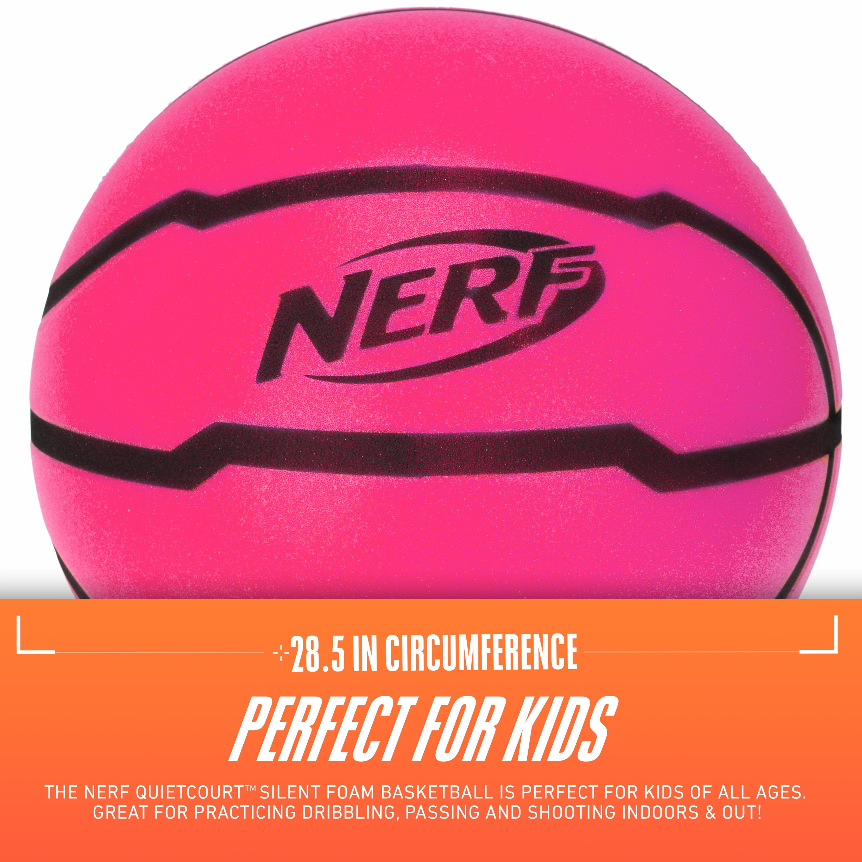 Nerf Quietcourt Silent Foam Basketball -   Quiet Ball for Indoor Dribbling - 28.5" Size 6 - Kids + Youth Basketball - Never Goes Flat Foam