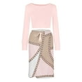 thumbnail image 6 of JINMGG Womens Plus Size Clearance $5 Women Print O-Neck Long Sleeve Tops and Skirt Two Pieces Set Women Set Pink S, 6 of 7