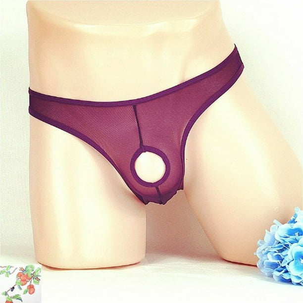 Lingerie for Women Sexy Underwear Men Passion T-back perspective Gauze Hole  Underpant 