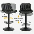thumbnail image 5 of FIRAVOE Swivel Bar Stools Set of 3 (Adjustable Height 25"-33") Counter Height Bar Stools with Back, Modern Faux Leather Black Barstools for Kitchen Island, 5 of 9