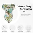 thumbnail image 6 of Daiia Watercolor Palm Tree print Women's Crew Neck Short Sleeve Bodysuit Fashion Tops Fit Casual Basic Extender Bodysuit-Large, 6 of 9