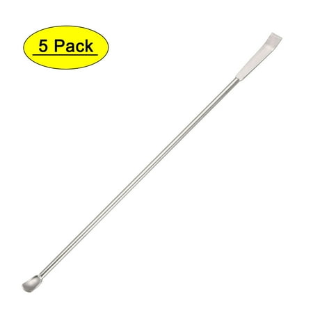 Uxcell 2 in 1 Double Head Stainless Steel Micro Lab Sampling Spoons 5 Pack 7.87 in