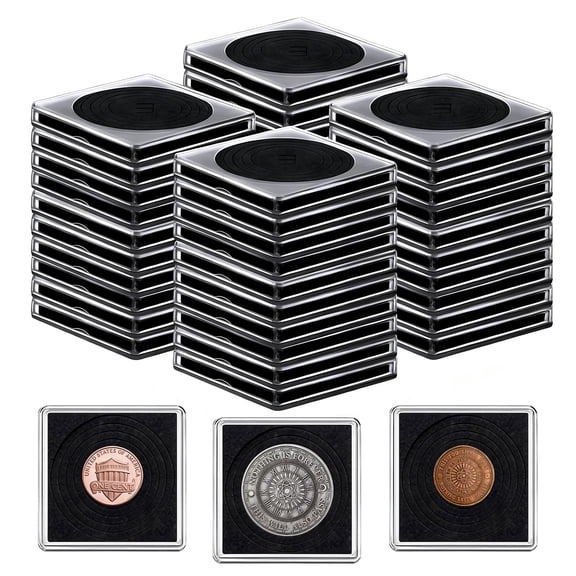 Jiaroutk 40Pcs Adjustable Acrylic Coin Holders W/ Sponges, Clear Coin Cases with 5-Size(20/25/30/35/40mm).Coin Snap Holder  for Silver Dollar Collection & Coin Collectors Supplies(40)