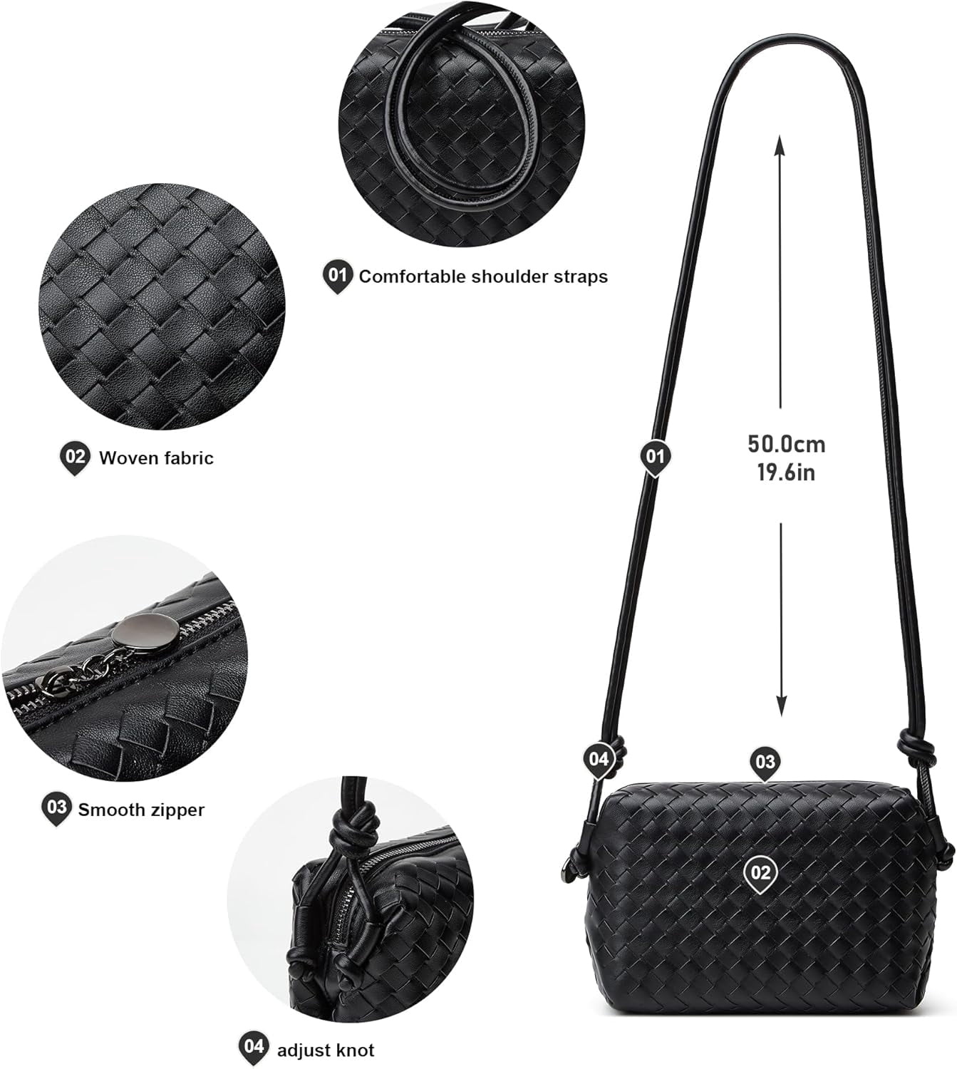 Woven Crossbody Bags for Women: Vegan Leather Handbag - Handwoven Small Purse - Trendy Shoulder Bag