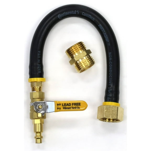 Winterize Sprinkler System, Outdoor Faucet, RV, Camper, and Travel Trailer: Air Compressor Plug To Garden Hose Faucet Blow Out Adapter (Lead-Free Brass) with Male-to-Male Fitting, 14" Long