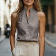 thumbnail image 5 of Womens Dressy Business Casual Blouse Mock V Neck Sleeveless Shirts Tunic Work Shirt Summer Solid Color Tank Tops, 2026 New Limited Time Offer, 5 of 6