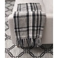 thumbnail image 3 of Fennco Styles Chenille Woven Plaid Tassel Throw Blanket 50" W x 60" L - Grey Soft Blanket for Bed, Couch, Sofa, Home, Office and Holidays Décor, 3 of 10