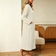 thumbnail image 6 of Jopfuhed Womens V-Neck Fleece Robes Fluffy Plush Bathrobe Long Housecoat with Pockets Winter Warm Cozy Loungewear Sleepwear, 6 of 7