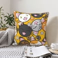 thumbnail image 2 of Velvet Decorative Throw Pillow Covers Set of 2, Soft Square Cushion Cover with Invisible Zipper Cute Cartoon Doodle Cat Printing, 18"x18", 2 of 7
