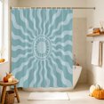 thumbnail image 4 of Abstract Sun Shower Curtain, Waterproof Shower Curtains for Bathroom, Middle Century Bohemia Sunshine Retro Blue Washable Fabric Bathtub Curtain Set Bath Decor with 12 Hooks 48"x72", 4 of 8