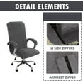 thumbnail image 4 of Qingruibz Velvet Plush Stretch Computer Office Chair Cover with Armrest,Solid Color Spandex Slipcover Protective,Removable Stretchable Universal Desk Chair Covers, Rotating Chair, Grey-XL, 4 of 7