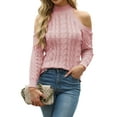 thumbnail image 3 of Suéteres de Cuello Alto con Hombros Descubiertos para Mujer, Jerseys de Punto Suave de Larga para Otoño, Jersey Sexy. Rosa S, 3 of 9