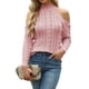 thumbnail image 3 of Suéteres de Cuello Alto con Hombros Descubiertos para Mujer, Jerseys de Punto Suave de Larga para Otoño, Jersey Sexy. Rosa L, 3 of 9