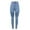 Blue, variant on IROINNID Skinny Pants For Women Rigid Waist Mid Waist Hole Denim Button Stretch Slim Pants Calf Length Solid Color Jean