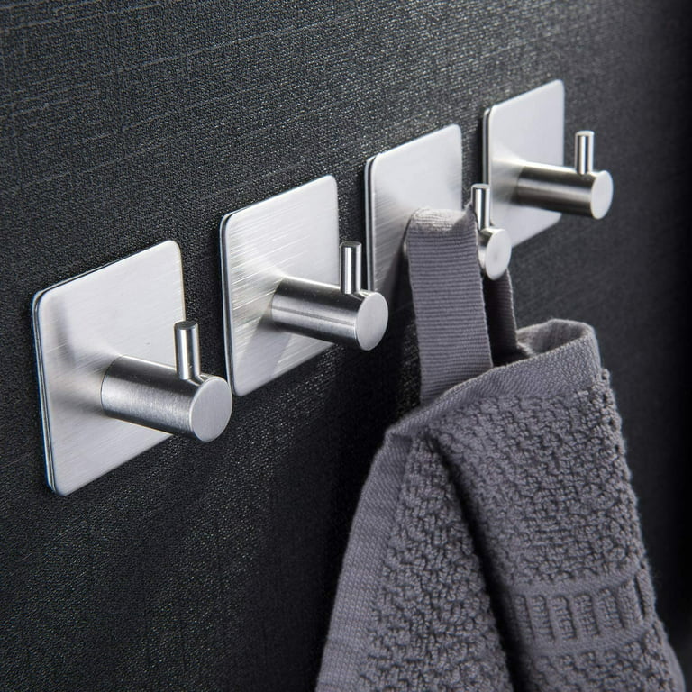 Adhesive Towel Hooks - Self Adhesive Robe Hooks Home Coat Hook SUS 304  Stainless Steel Bathroom Hooks Stick on Wall With Glue