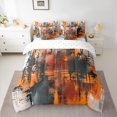 thumbnail image 2 of Manfei Modern Abstract Art Bedding Comforter Set 7pcs, Dark Orange Stripes Geometric Queen Bedding Sets, Oil Printing Reversible Queen Sheet Sets, Lightweight Room Decor, 2 of 7