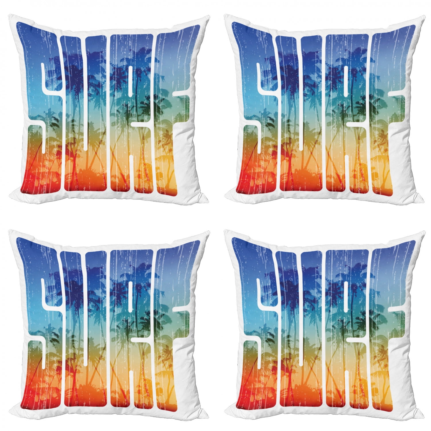 Multicolor 18x18 Palm Spring Triangle Palm Trees Beach Retro Sunset Summer Throw Pillow 