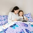 thumbnail image 5 of jejeloiu Cartoon Butterflies Flower Bedding Comforter Set,Cute Stars Print Twin Comforter Sets,Purple Blue Bedding Set For Girls Kids,Luxury Bedroom Decor Reversible,2pcs, 5 of 8