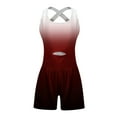 thumbnail image 3 of Red Shorts for Ladies Summer Fall Gradient Bodycon Cottagecore Work Out Gym Keyhole Wrap Criss Cross Overalls Shortalls Shorts One Piece Juniors 2025 S, 3 of 4