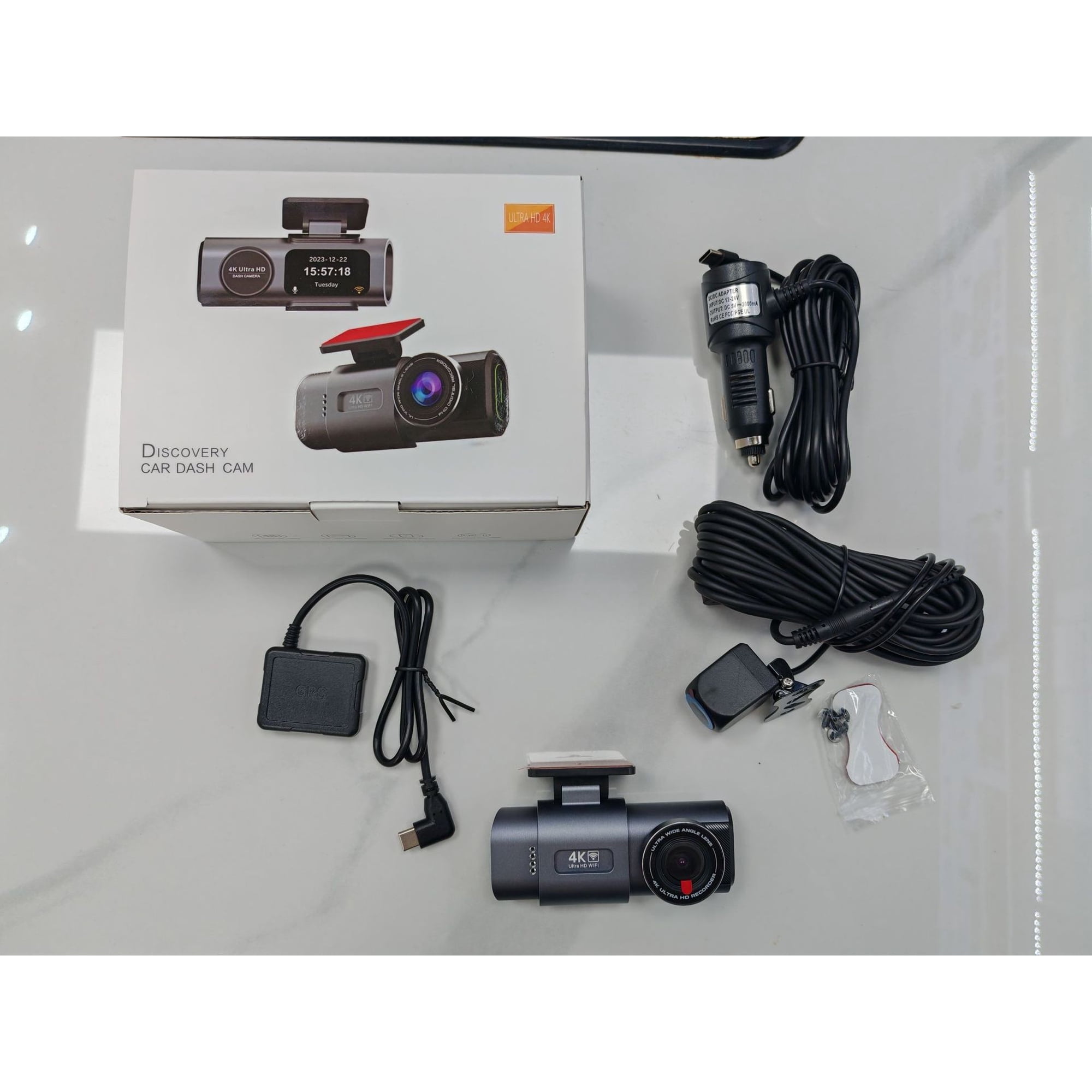 Baguer 4K+1080P Front and Rear Dash Cam With 5G Wifi, App Control, Night Vision, Loop Recording, G-Sensor, 64Gb Card Included