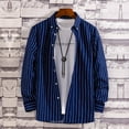thumbnail image 2 of Womens Work Shirts Long Sleeve Tops Casual Stripe Pattern Daily Fall Clothes for Women Tees Blouses Dark Blue L, 2 of 4