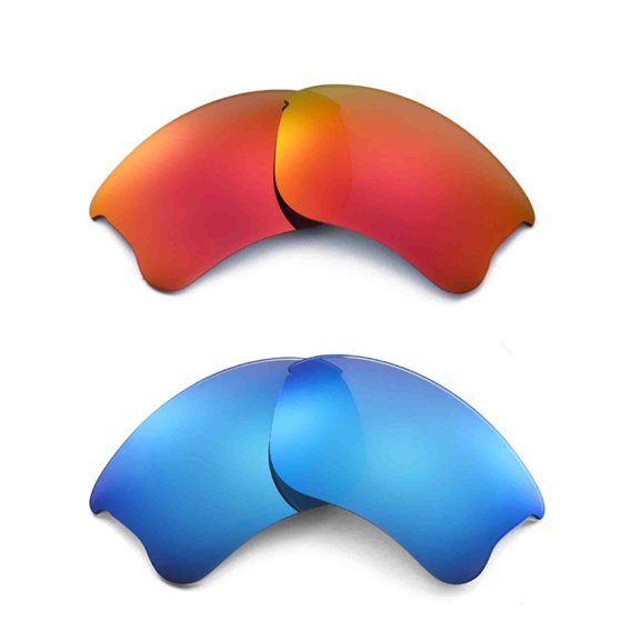 Walleva Polarized Fire Red Ice Blue Replacement Lenses For Oakley Flak Jacket XLJ Sunglasses