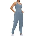 thumbnail image 4 of jjayotai Womens Athletic Romper, Workout Hiking Jumpsuit Running Outfit One Piece Activewear with Pockets Light Blue XL, 4 of 8