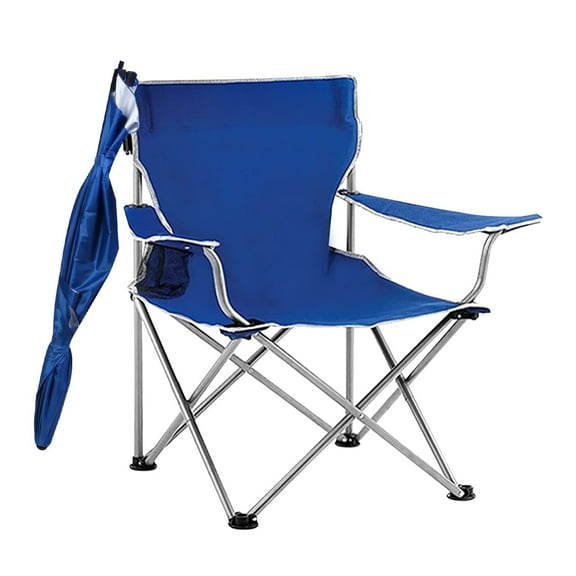 TeqHome Camping Chair with Canopy Shade Folding Beach Chair Support 220lbs with Adjustable Arm Cup Holder Detachable Umbrella Blue