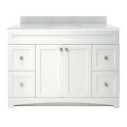 Monterrey 49" Flat White Vanity with Silver Crystal White Engineered Stone Top