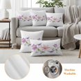 thumbnail image 6 of Spring Floral Pillow Covers 2 Pack Retro Purple Pink Flower Watercolor Plant Farmhouse Pillowcase Waterproof Outdoor Throw Pillow Cover for Patio Balcony Rectangular Cushion 20”x12”, 6 of 9