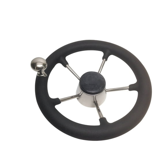Pactrade Marine 11” Destroyer SS Steering Wheel 5 Spoke Foam Grip Control Knob