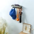 thumbnail image 4 of MyGift 10 Inch Floating Wall Shelf with Hooks, Vintage Grey Wood Entryway Storage Shelf with 4 Metal Key Hooks, 4 of 7