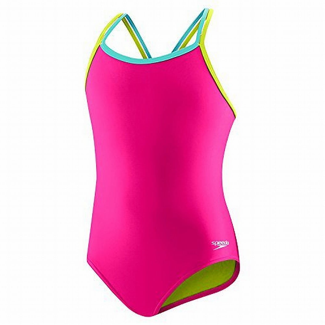 Speedo NEW Girls Pink Size 12 UV 50+ Scoop Neck Swimsuit Swimwear