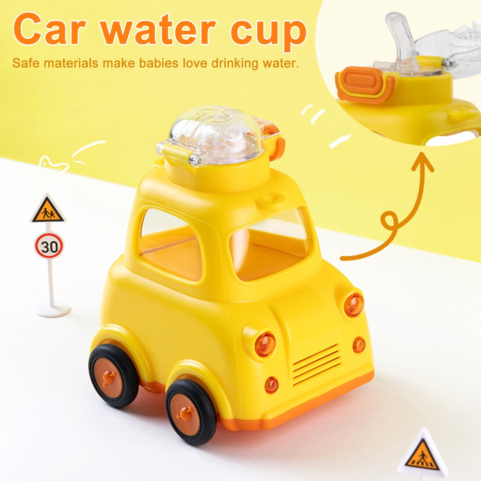 OIUR Kids Car Water Bottle with Straw Strap 600ml BPA-Free Leak-proof Straw Cup Hot And Cold Beverage Cup for Boys Girls School Sports Travel