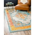 thumbnail image 1 of Unique Loom 3140061 8 x 10 ft. Da Vinci Vita Rectangular Rug, Blue, 1 of 2