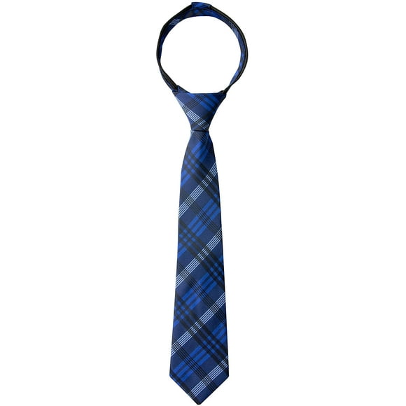 Spring Notion Boy's Plaid Woven Zipper Tie Navy Medium
