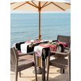 thumbnail image 4 of Square Outdoor Tablecloth with Umbrella Hole Pink Flower Outside Table Cloth Waterproof Patio Table Cover Black White Stripesvintage Floral Zipper Tablecloths for Picnic Party Camping 54x54 Inch, 4 of 8