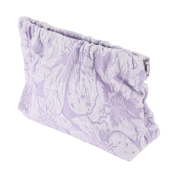 Bolsas de cosméticos de cierre a presión de bordado grande para mujeres de Unique Bargains de 1 pieza para actividades al aire libre en gimnasio en lienzo púrpura-grande