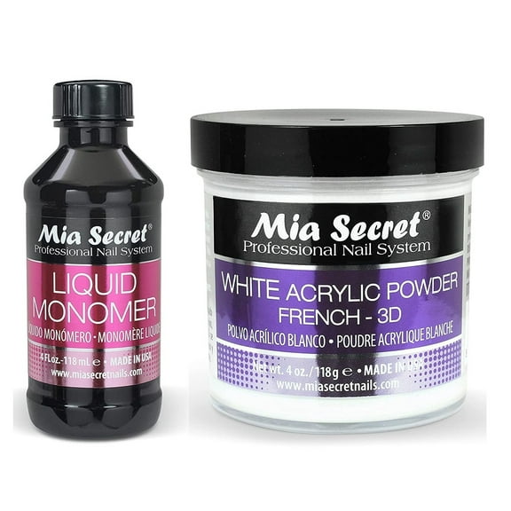 Mia Secret Liquid Monomer 4 oz and White Powder 4 oz
