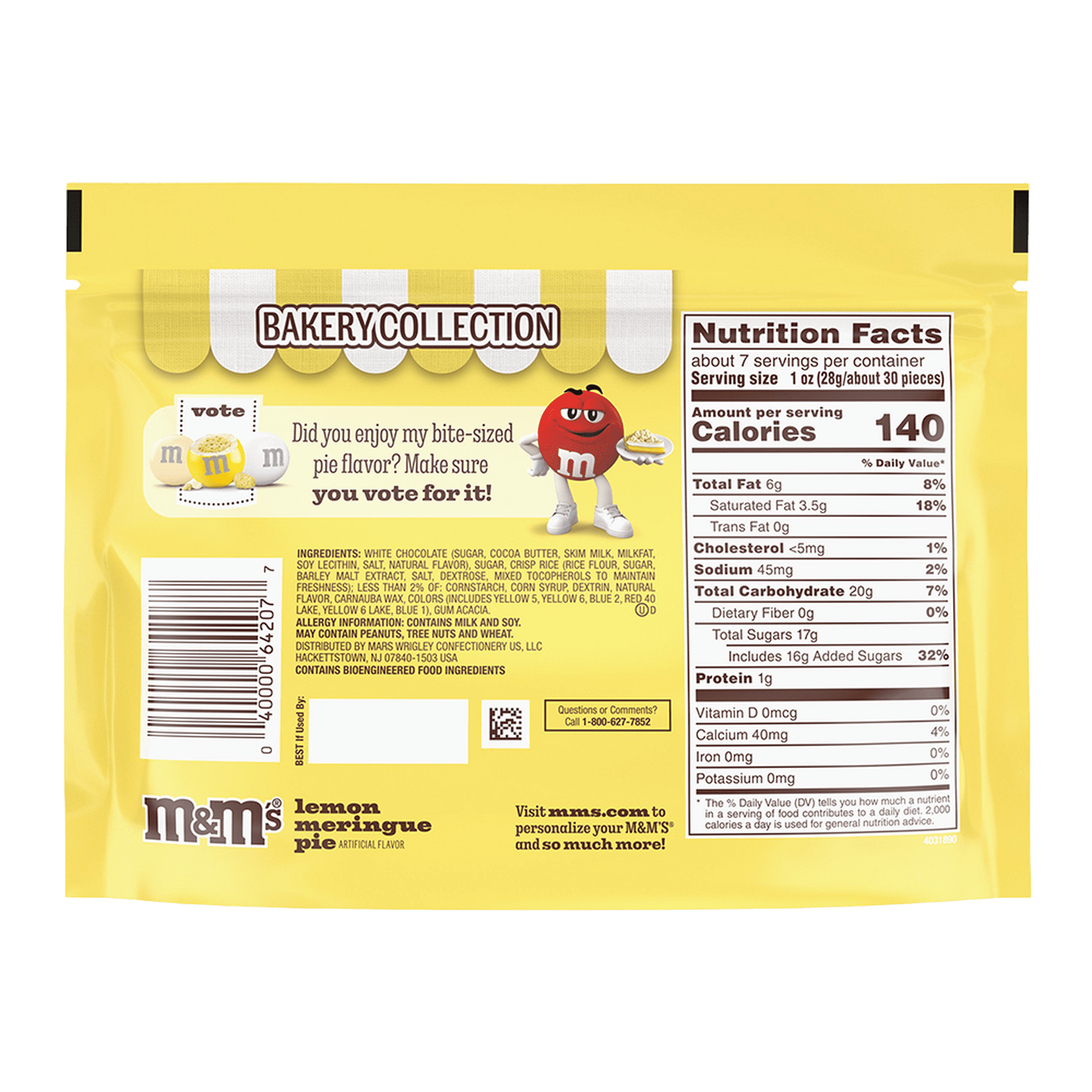 M&M's Bakery Collection - Set of 3 Flavors - Lemon Meringue Pie, Cherry Chocolate Cupcake, and Peanut Butter Cinnamon Roll