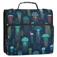 thumbnail image 5 of FORMRS Zipper Binder with Shoulder Strap 2-inch Ring 500 Sheet Capacity File Bag, Green Jellyfish Pattern, 5 of 5