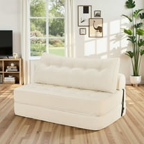 Hommpa Folding Sofa Bed Foldable Couch Bed Convertible Futon Chair with High Density Foam Filling with Pillow, Comfort Chair Bed for Living Room for Holiday Festival, Beige, Full
