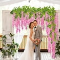 thumbnail image 4 of 12 Pack 3.6 Feet Wisteria Hanging Flowers, Artificial Fake Wisteria Flower Vines Garland Silk Flowers String for Wedding Party Wall Decorations, Pink, 4 of 11