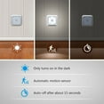 thumbnail image 3 of Yuarrent 3/6X Sensor de movimiento LED Luz de pared nocturna adhesiva Pasillo Escaleras Funciona con pilas Iluminación y accesorios Luz blanca de concha blanca cuadrada, 3 of 6