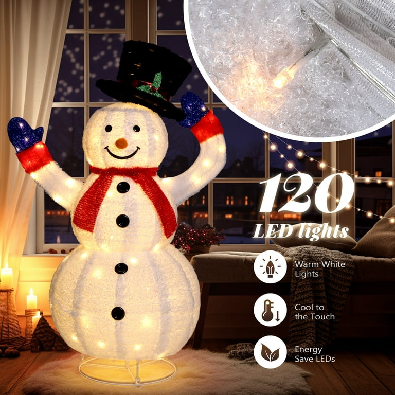 Ktaxon 4FT Large Holiday Yard Decor - LED Lighted Snowman